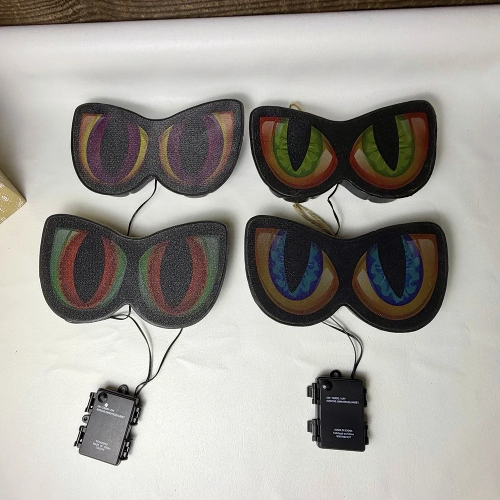 Animated Lighted Cat Eyes Halloween Decorations Battery Operated - Work Great